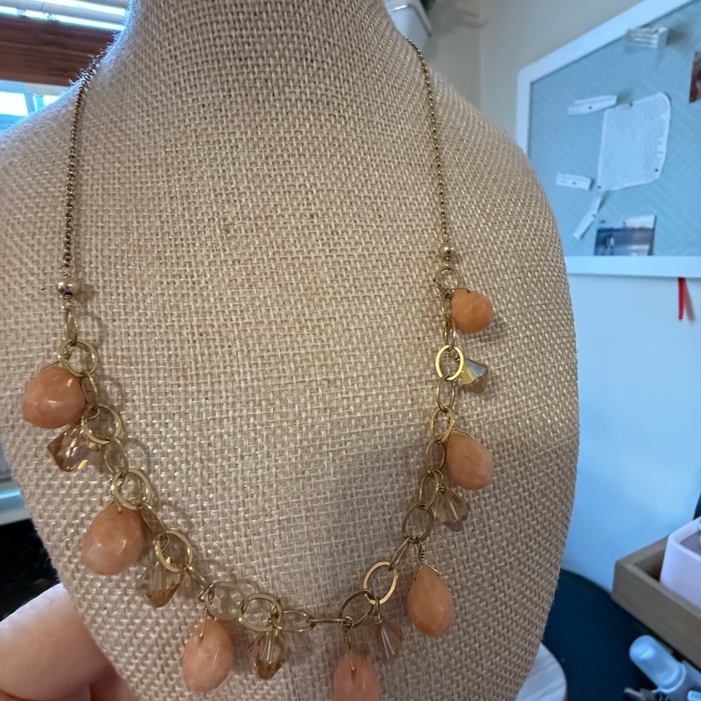 Elegant Gold and‎ Peach Necklace